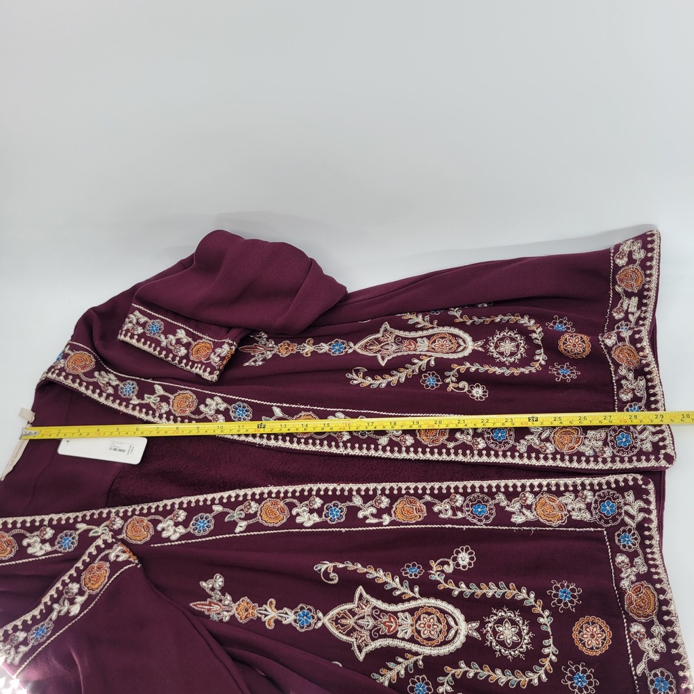 Soft Surroundings Bella Cozy Topper Plum Embroidered Cardigan Wrap 1X - Picture 8 of 13
